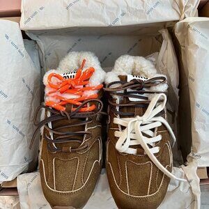 Miu Miu x New Balance NB530 men's wool plush sneakers
